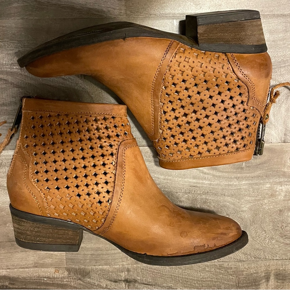 Very Volatile Tan Leather Ankle Booties